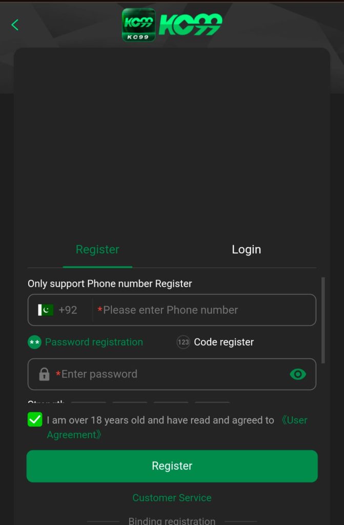 how to register on KC99 Game
